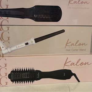Kalon Hair Curler Wand and Brush Set - Black & White